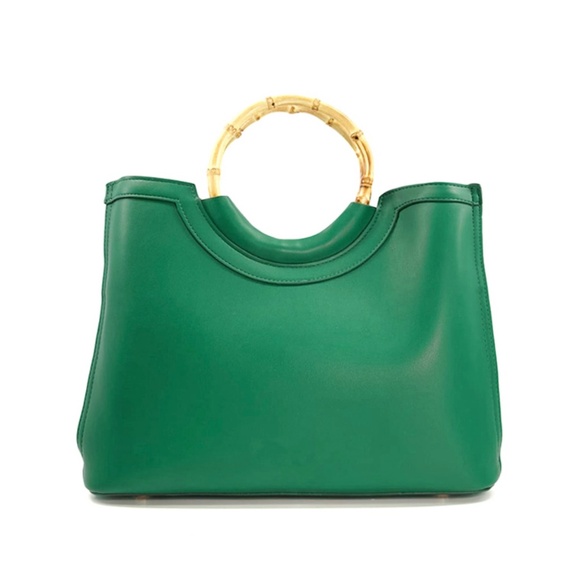 Brand New Dune Distinguish Bamboo Handle Satchel Green Large - Picture 3 of 7